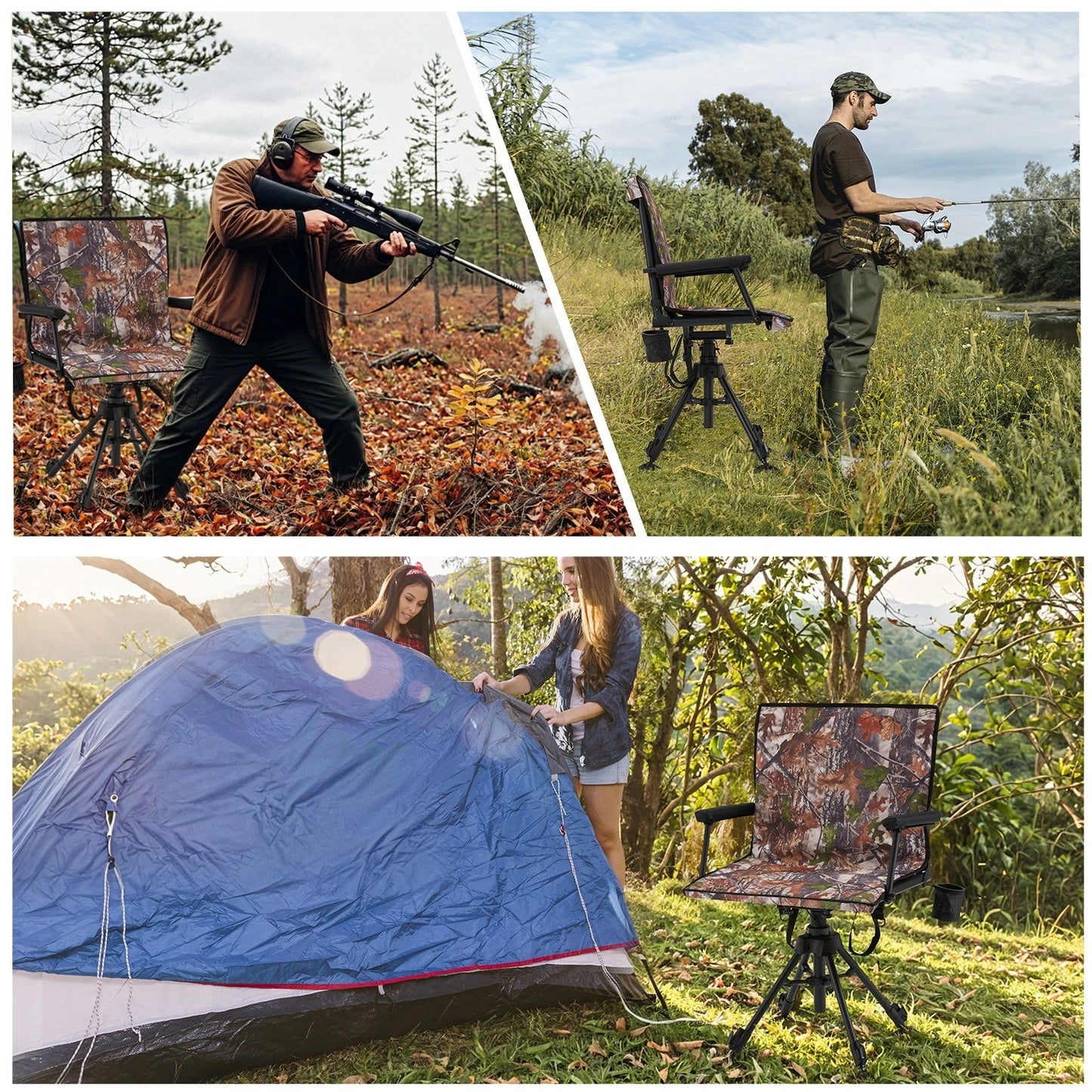 Danrelax Heated Camo Swivel Hunting Chair with Gun Rest & Detachable Cover – 330lb Weight Capacity