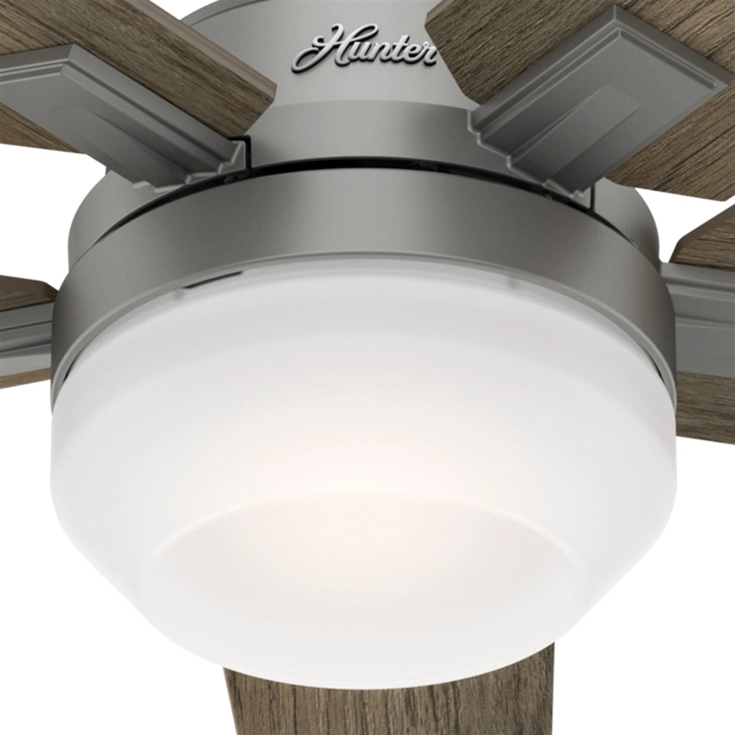 Hunter Fan 52 in Contemporary Matte Silver Ceiling Fan with Light Kit and Remote