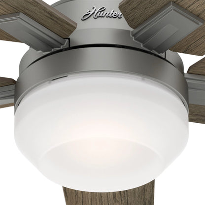 Hunter Fan 52 in Contemporary Matte Silver Ceiling Fan with Light Kit and Remote