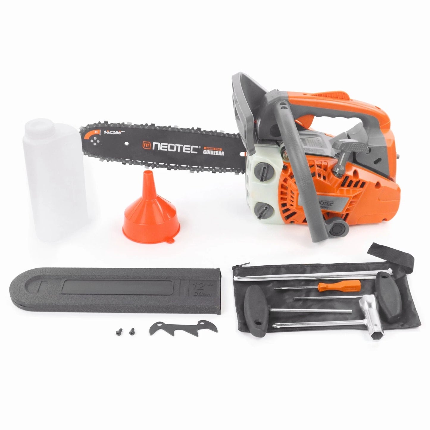 25.4cc Gas Top Handle Chainsaw with 12'' Bar Chain 2-Stroke Engine Cut Tree Wood