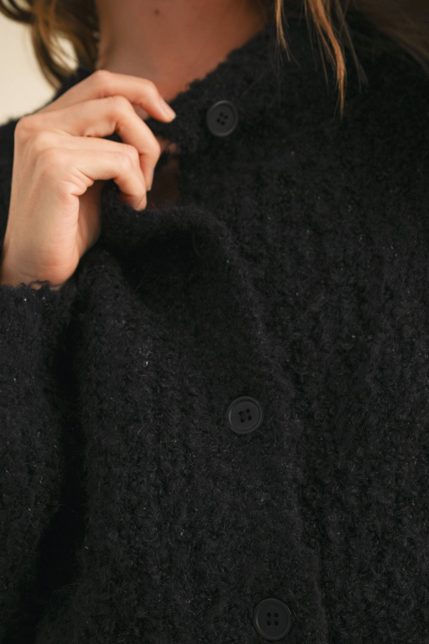 Fuzzy Black Cardigan Sweater