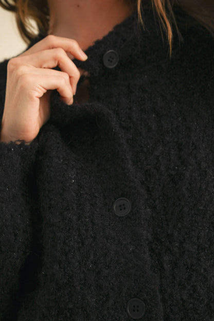 Fuzzy Black Cardigan Sweater