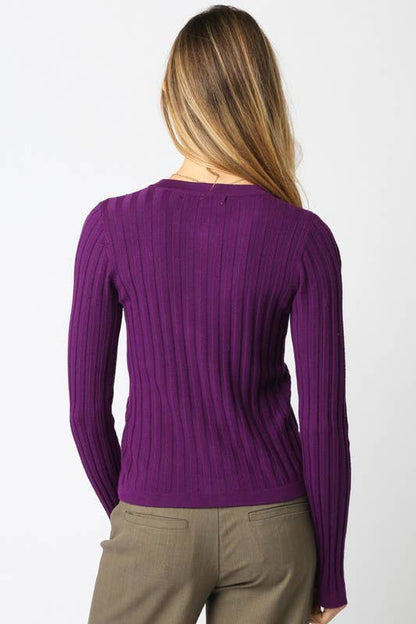 Haley Knit Button Top: Black