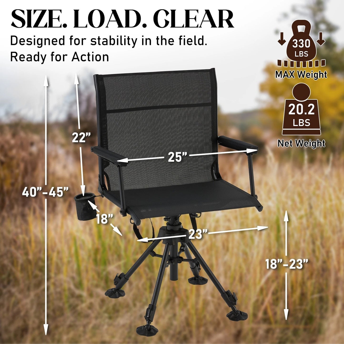 Danrelax Heated Camo Swivel Hunting Chair with Gun Rest & Detachable Cover – 330lb Weight Capacity