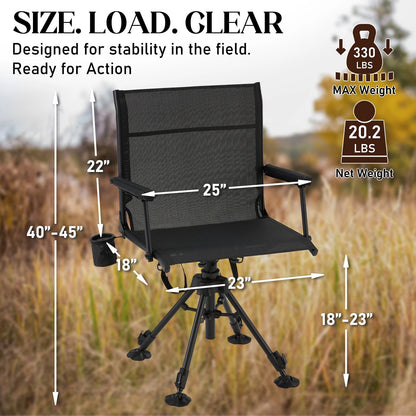 Danrelax Heated Camo Swivel Hunting Chair with Gun Rest & Detachable Cover – 330lb Weight Capacity