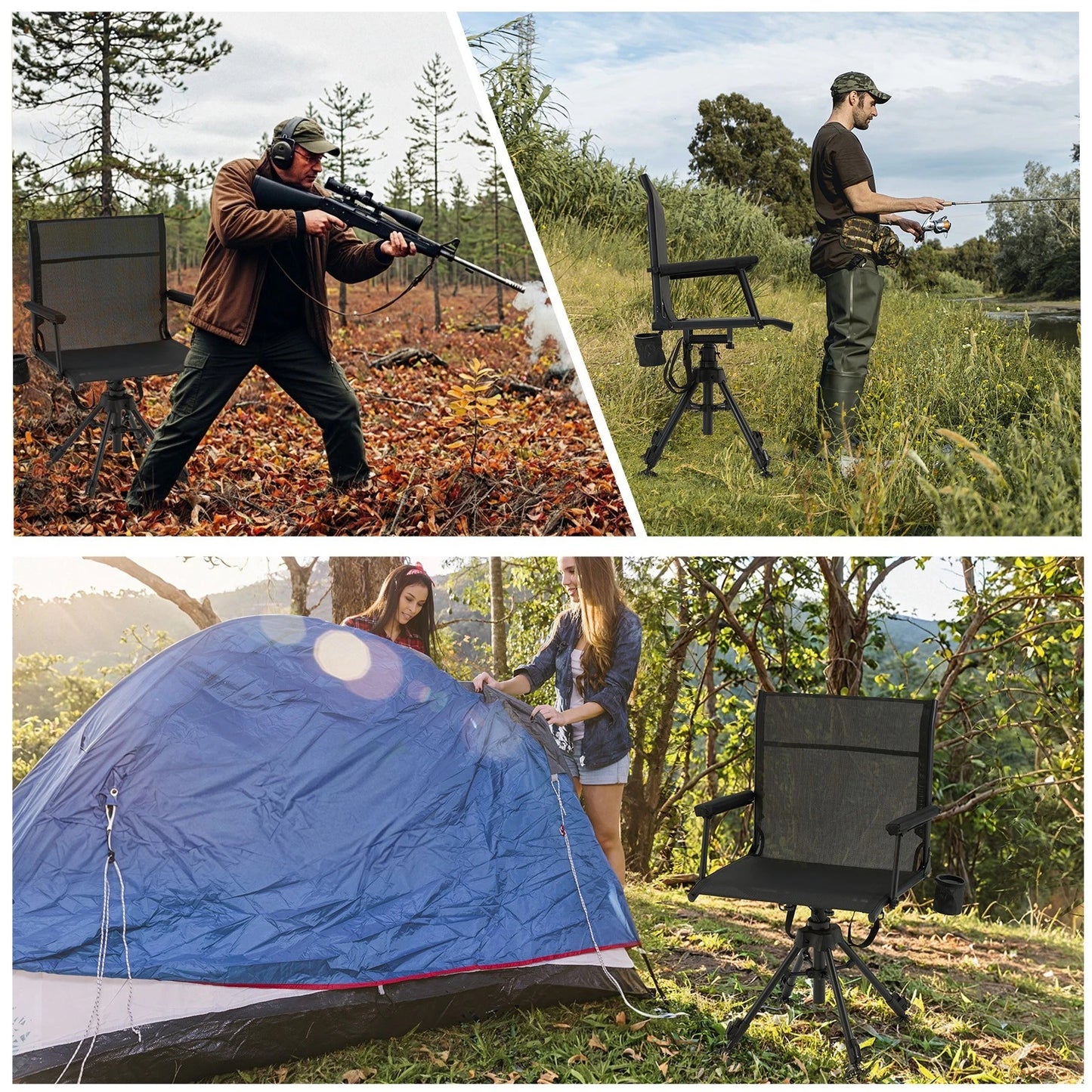 Danrelax Heated Camo Swivel Hunting Chair with Gun Rest & Detachable Cover – 330lb Weight Capacity