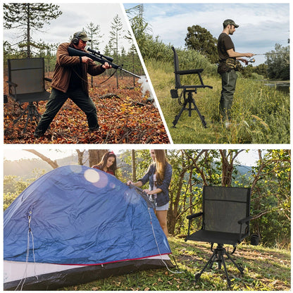 Danrelax Heated Camo Swivel Hunting Chair with Gun Rest & Detachable Cover – 330lb Weight Capacity