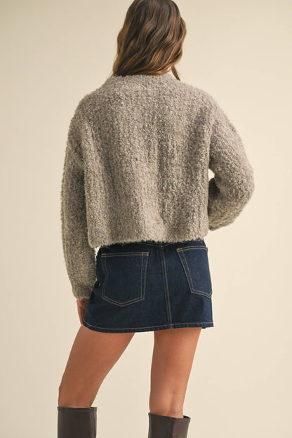 Fuzzy Black Cardigan Sweater