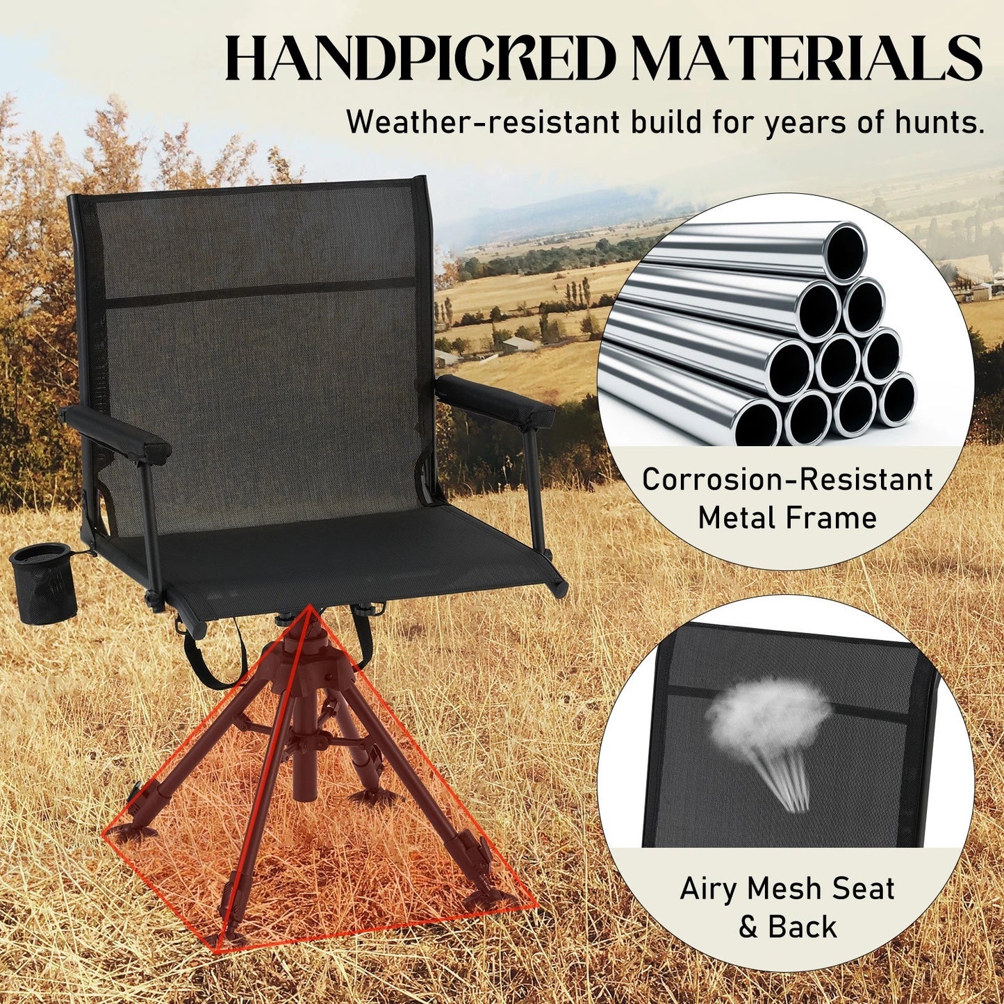 Danrelax Heated Camo Swivel Hunting Chair with Gun Rest & Detachable Cover – 330lb Weight Capacity