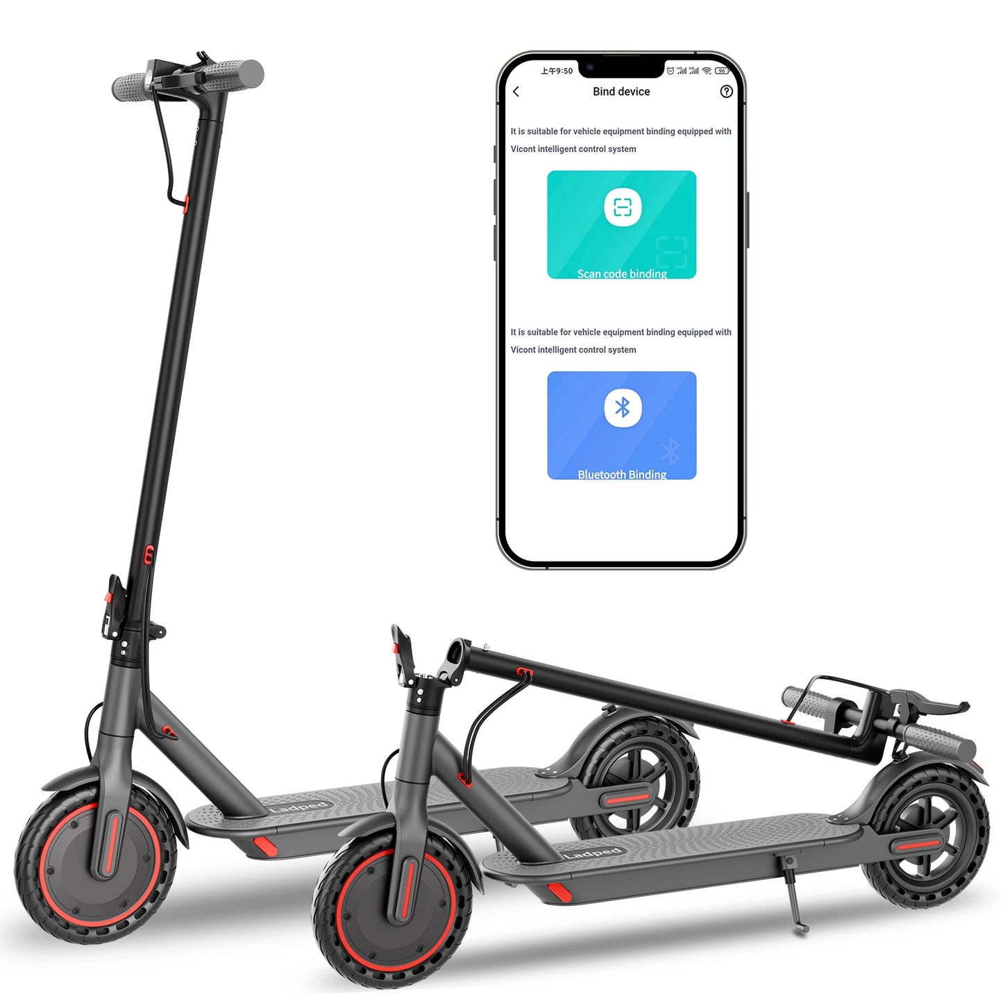 Adult Electric Scooter 20KM Long Range Folding E-Scooter City Safe Commuter APP