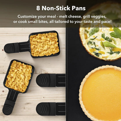 HBN Electric Raclette Table Grill W/ 8 Warming Trays, 2-in-1 Korean BBQ Grill