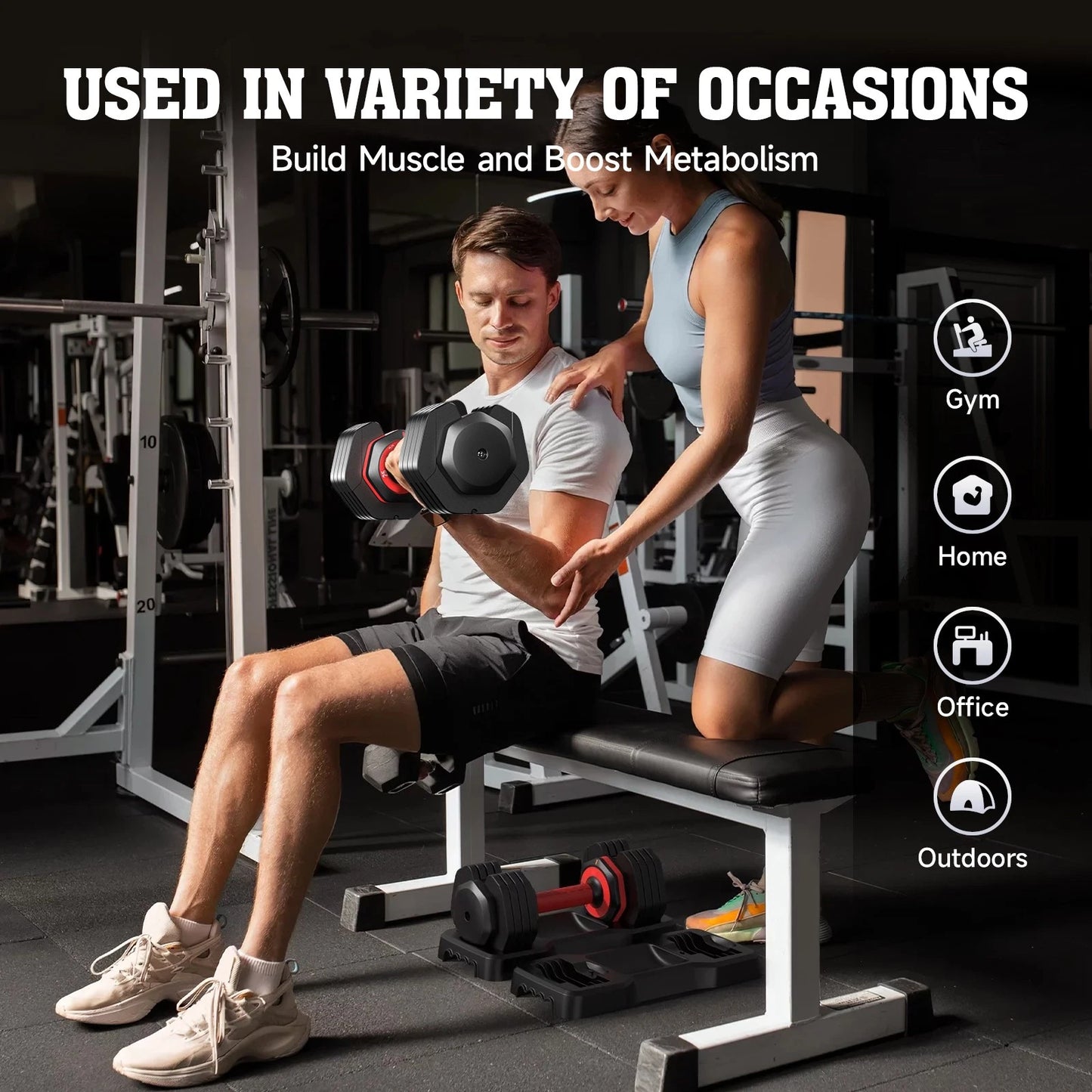 Adjust Dumbbell Set Adjustable Weight Dumbbell Set body Fitness Workout 25*2