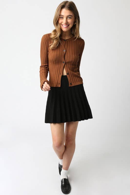 Haley Knit Button Top: Ecru