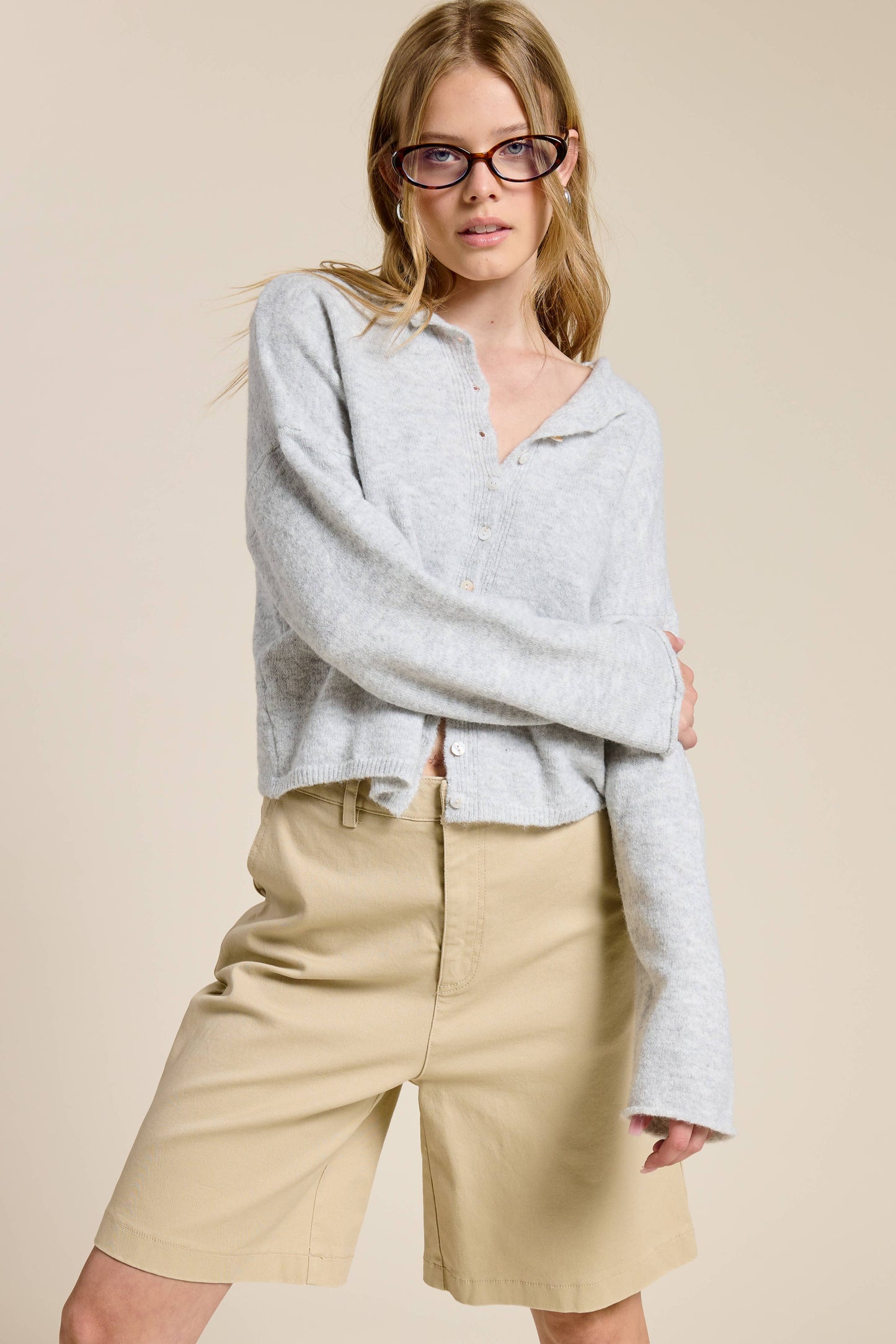 Essential Button Down Cardigan Top: