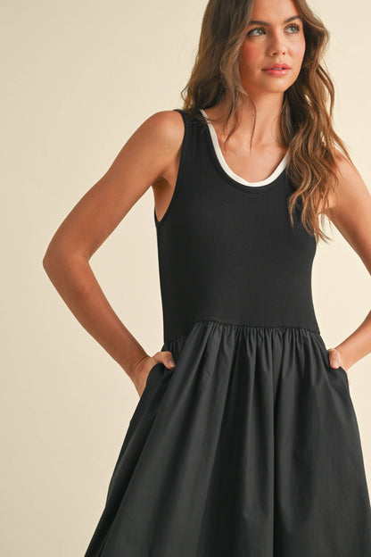 Trim Dress with Pockets