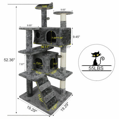 Cat Tree Tower 55" STURDY Activity Center Large Playing House Condo For Rest