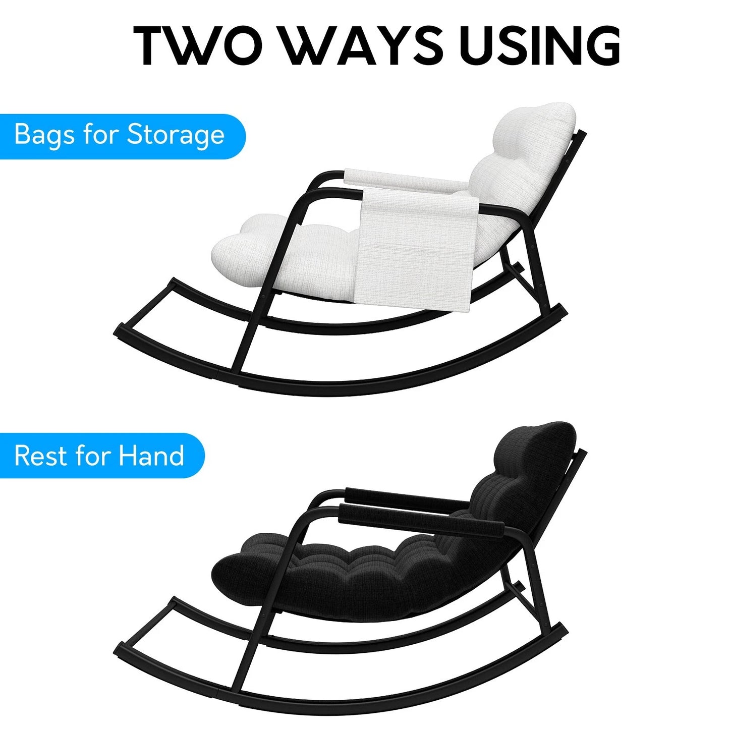 Large Grand Oversize Rocking Recliner Chair for Patio and Home Lounge Spaces