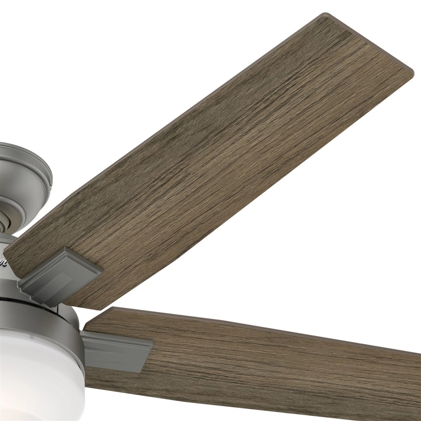 Hunter Fan 52 in Contemporary Matte Silver Ceiling Fan with Light Kit and Remote