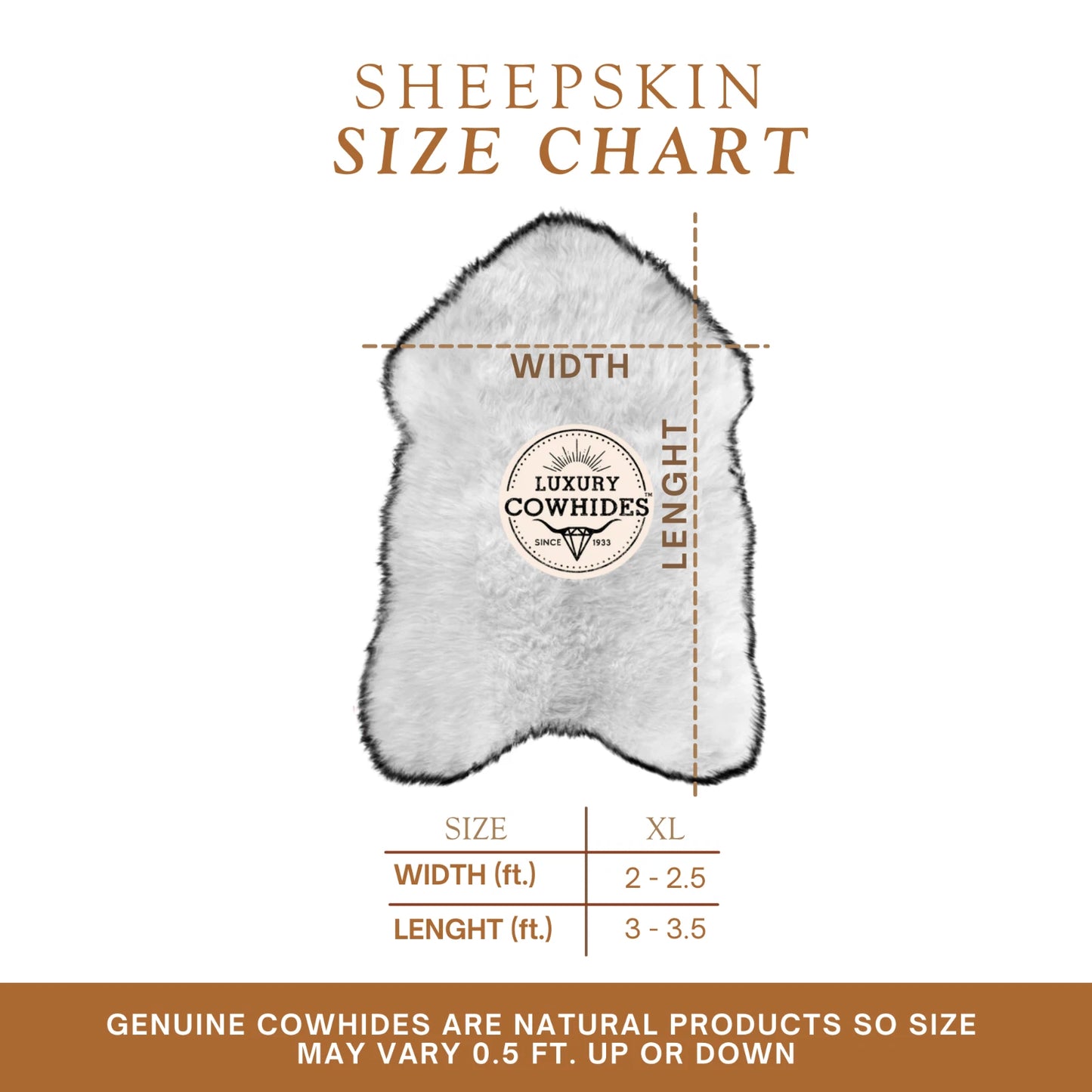 Real Sheepskin Rug Natural White - Size 2 x 3' Lambswool