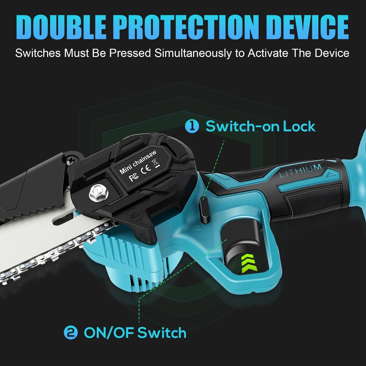 6inch Electric Mini Chainsaw Cordless Saw w/ 2 battery Handheld for Cutting