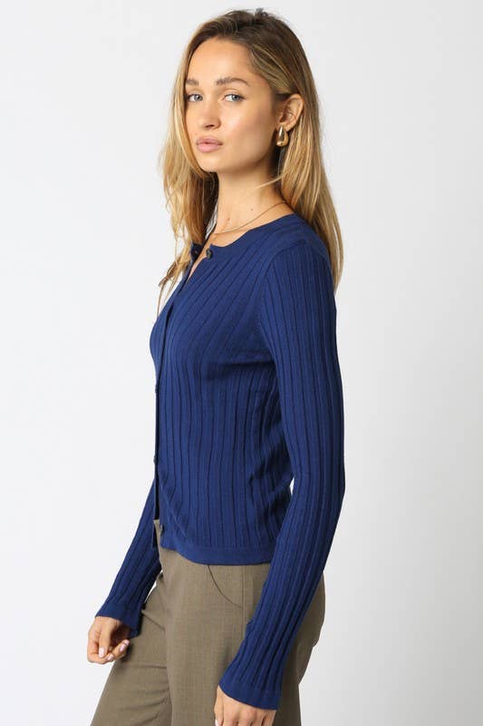 Haley Knit Button Top: Ecru
