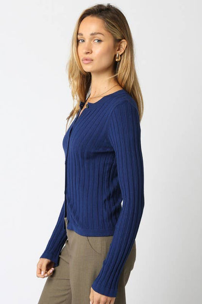 Haley Knit Button Top: Ecru