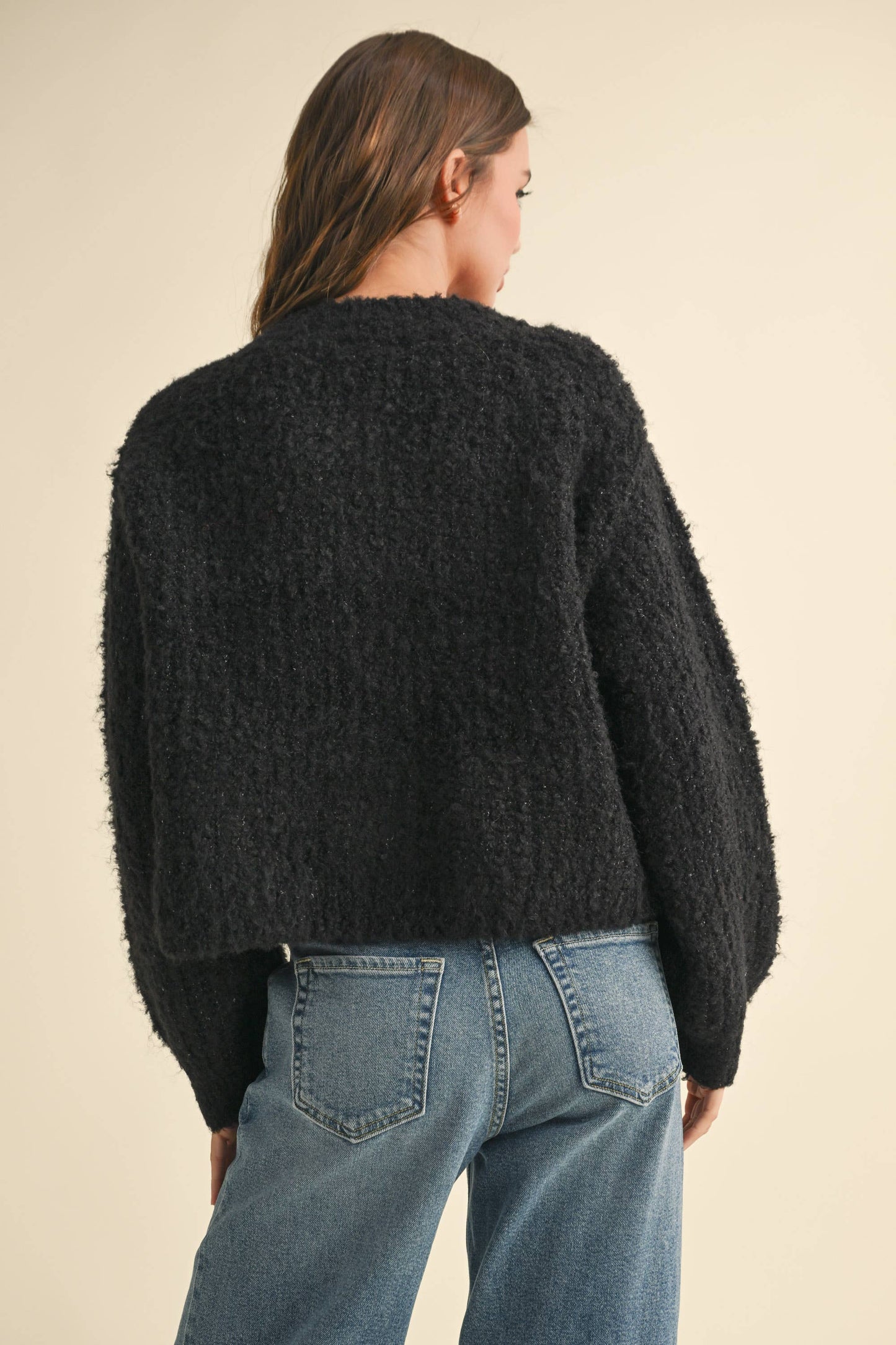 Fuzzy Black Cardigan Sweater