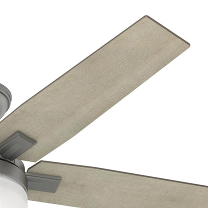 Hunter Fan 52 in Contemporary Matte Silver Ceiling Fan with Light Kit and Remote