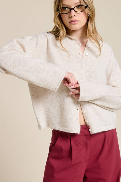Essential Button Down Cardigan Top: