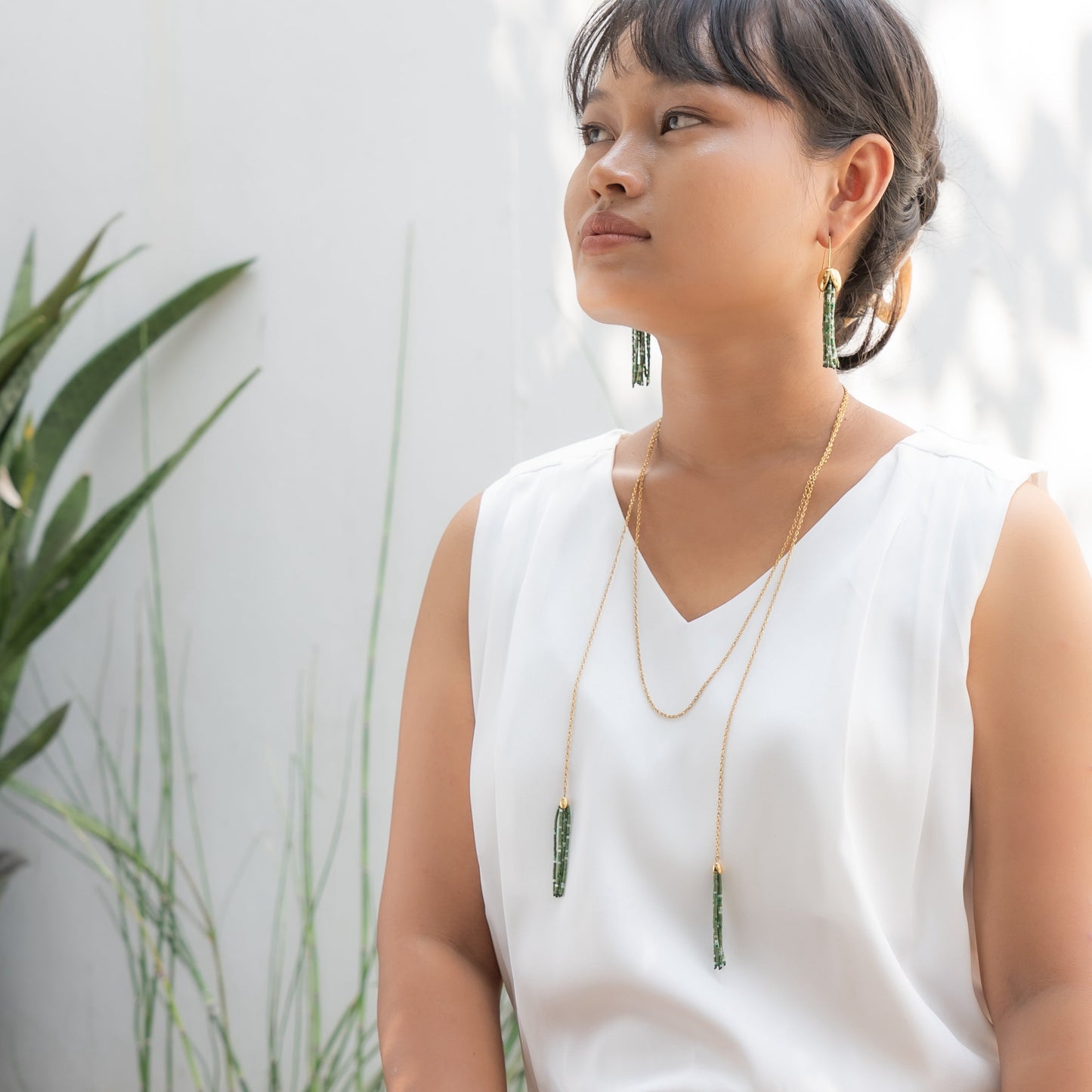 Grounded Hope Tassel Wrap Necklace - Gold