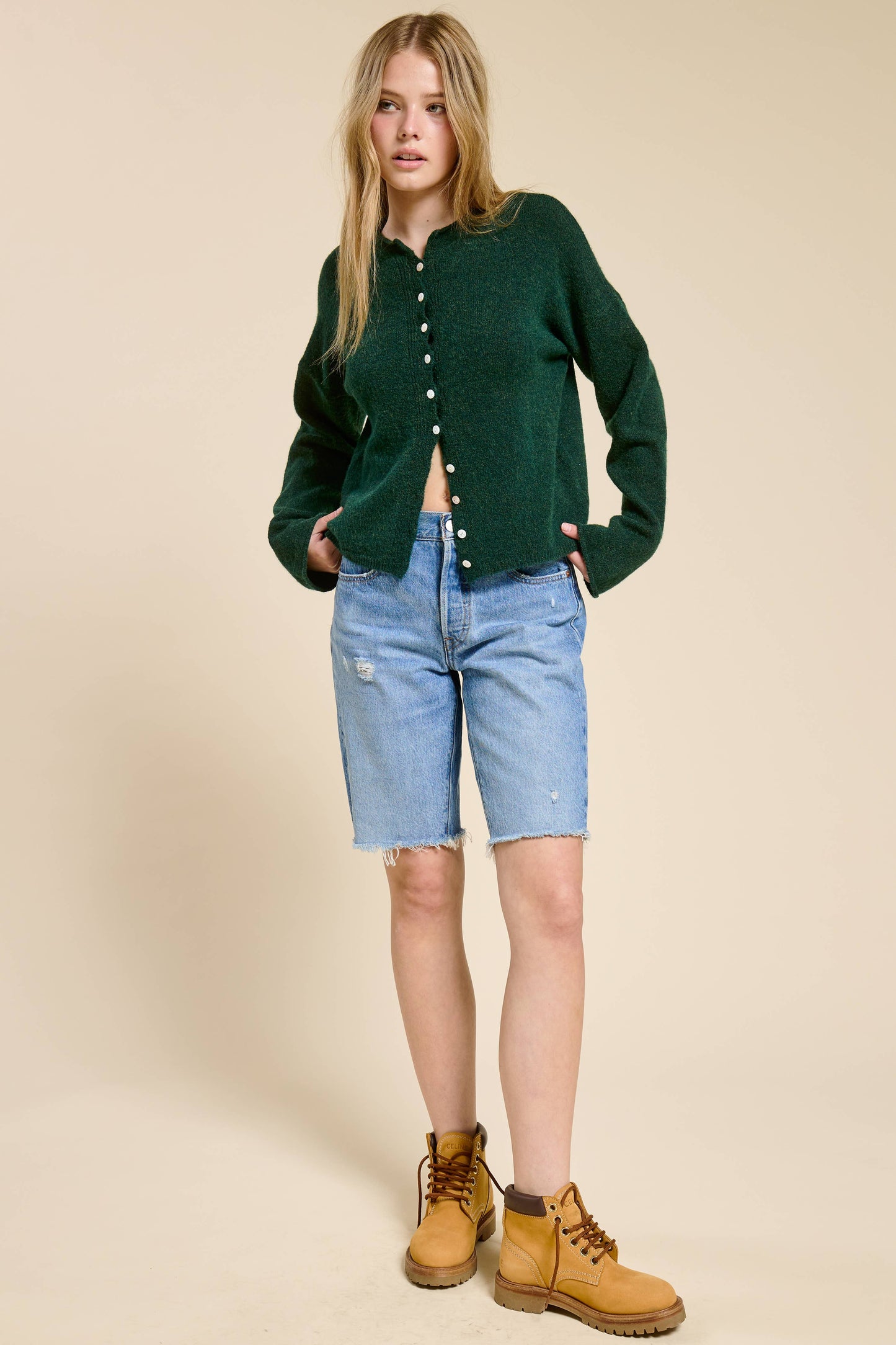 Essential Button Down Cardigan Top: