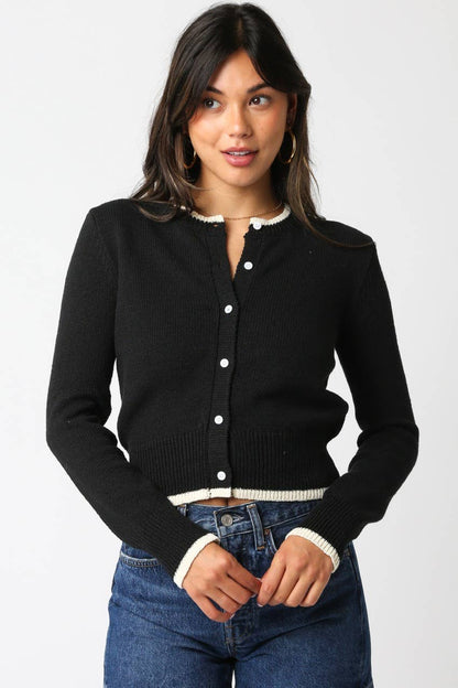 Tess Sweater: Black Cream