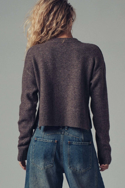 Cozy Button-Up Sweater Cardigan With Side Slits