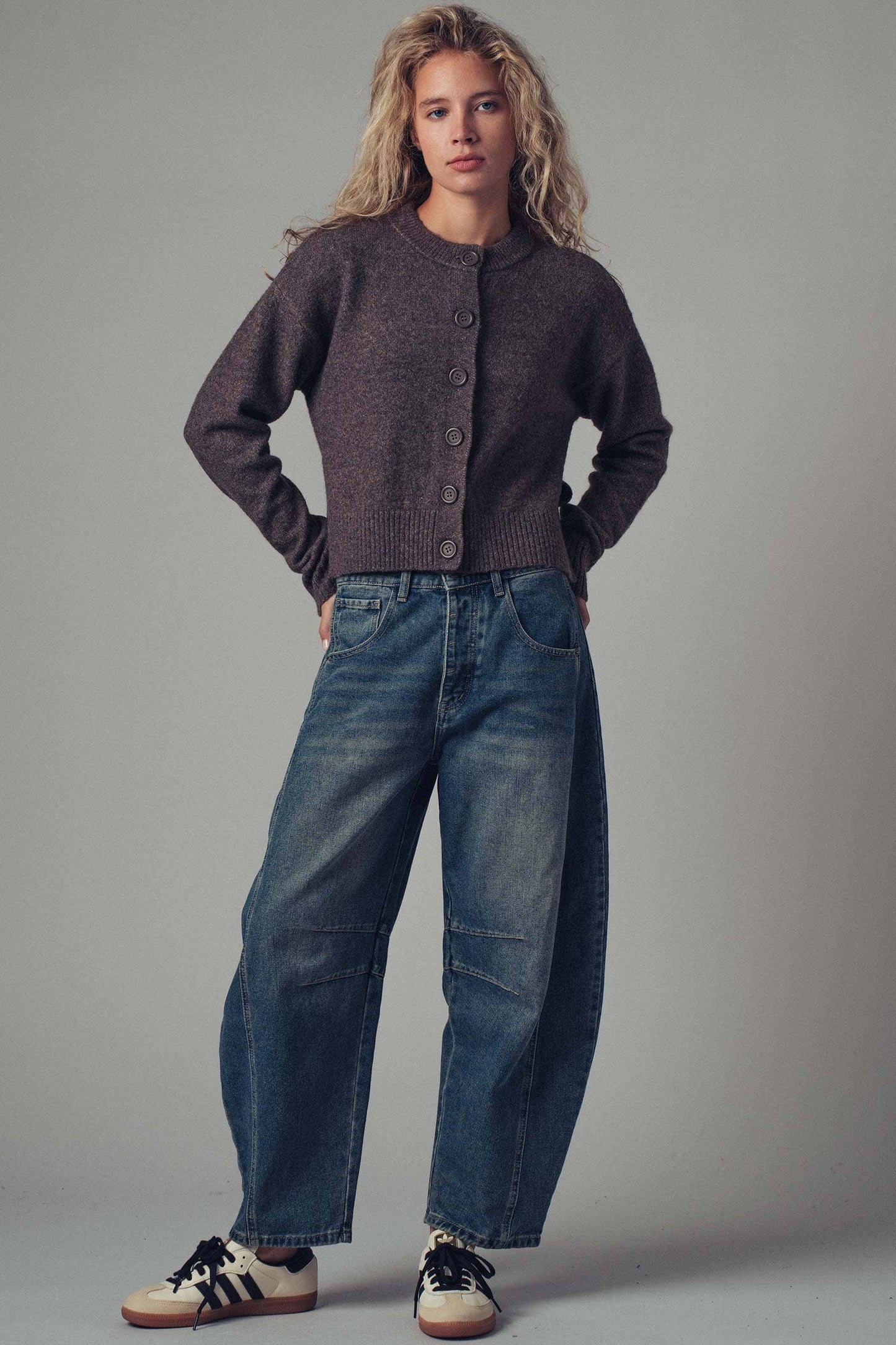 Cozy Button-Up Sweater Cardigan With Side Slits