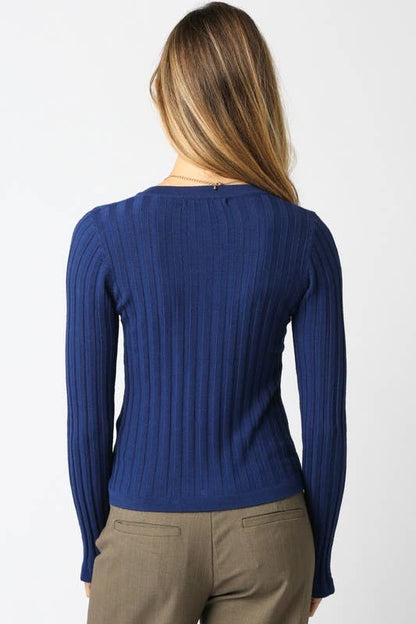 Haley Knit Button Top: Ecru