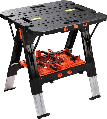 Portable 2-in-1 Folding Sawhorse Work Table Workbench 1000lbs Load Capacity