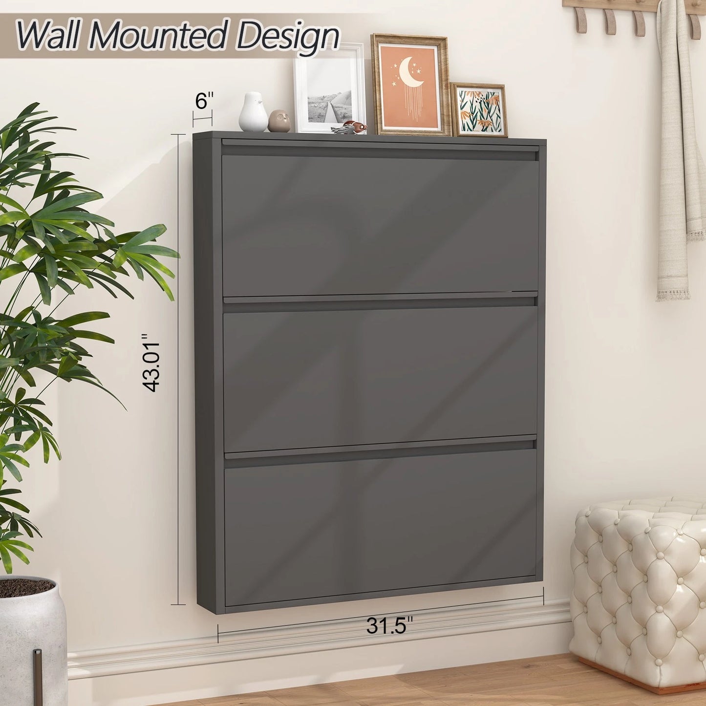 Ez Thin Metal Entrance Shoe Rack – 3 Doors