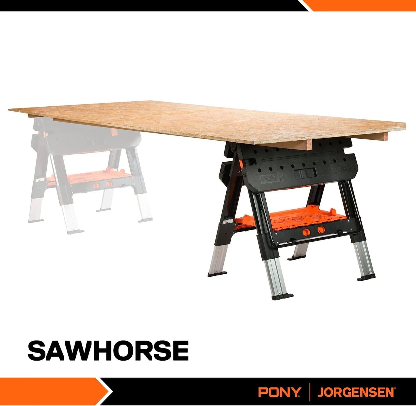 Portable 2-in-1 Folding Sawhorse Work Table Workbench 1000lbs Load Capacity