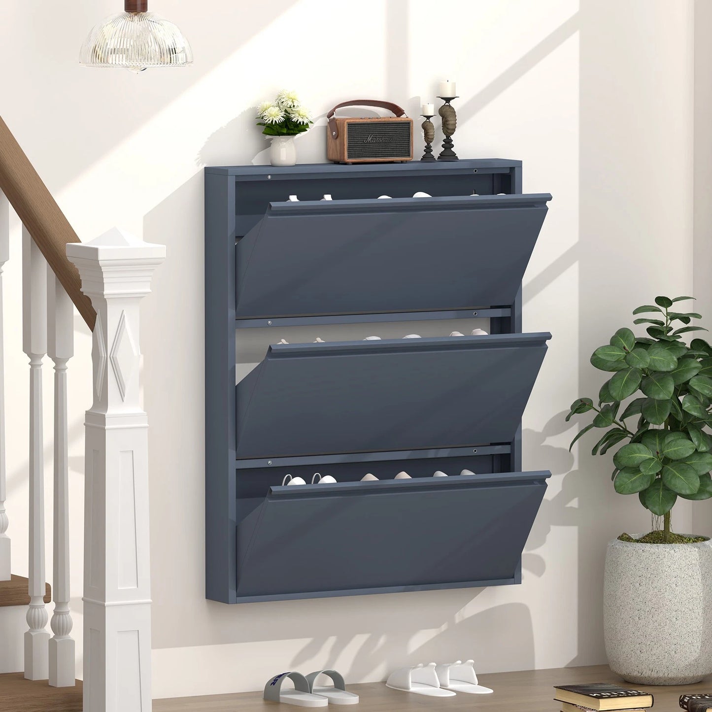 Ez Thin Metal Entrance Shoe Rack – 3 Doors