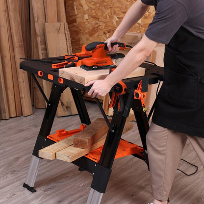 Portable 2-in-1 Folding Sawhorse Work Table Workbench 1000lbs Load Capacity