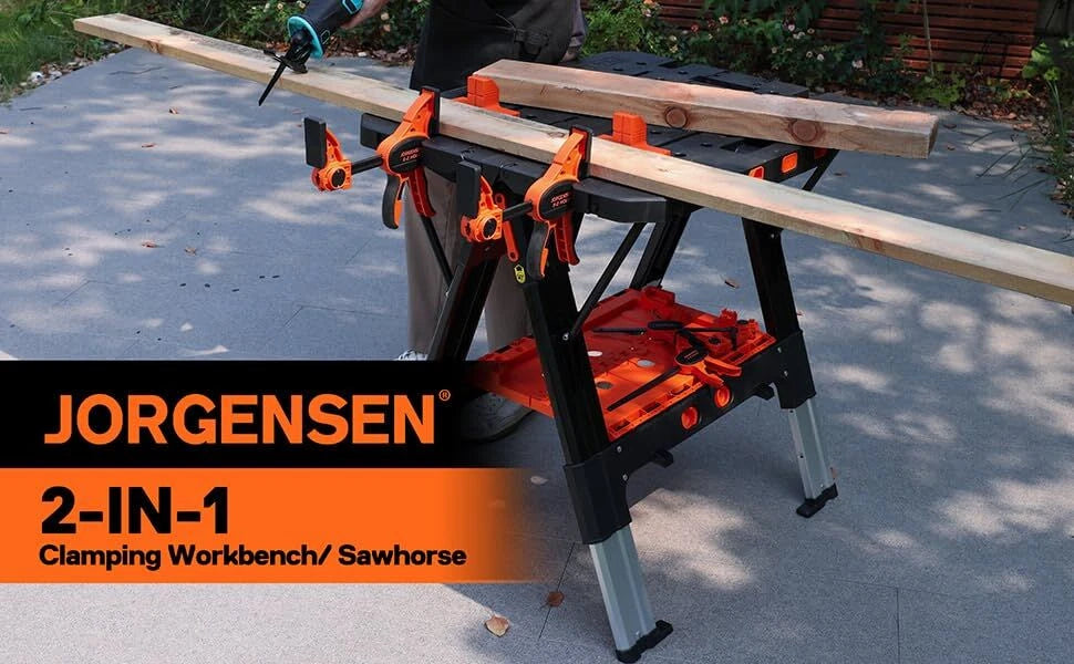 Portable 2-in-1 Folding Sawhorse Work Table Workbench 1000lbs Load Capacity
